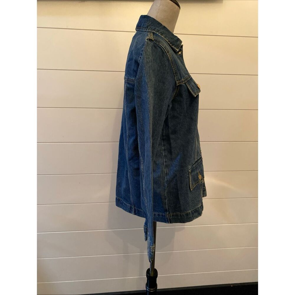 Michael Kors Dark Blue Jean Jacket with Gold Buttons Size Medium M - Picture 5 of 9